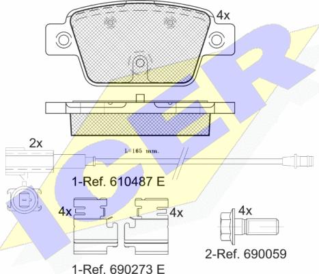 Icer 182043 - Тормозные колодки, дисковые, комплект autospares.lv