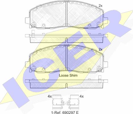 Icer 182054 - Тормозные колодки, дисковые, комплект autospares.lv