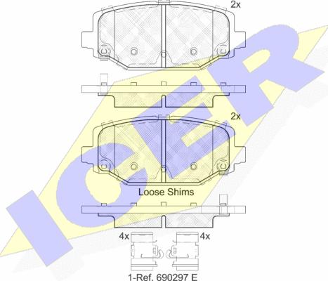 Icer 182053 - Тормозные колодки, дисковые, комплект autospares.lv