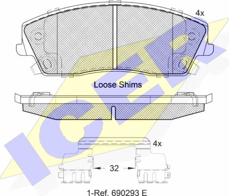 Icer 182067 - Тормозные колодки, дисковые, комплект autospares.lv