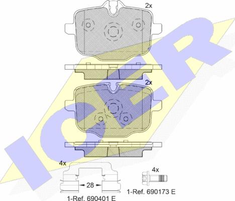 Icer 182005-202 - Тормозные колодки, дисковые, комплект autospares.lv