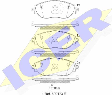 Icer 182018-204 - Тормозные колодки, дисковые, комплект autospares.lv