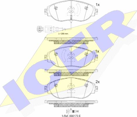 Icer 182018 - Тормозные колодки, дисковые, комплект autospares.lv