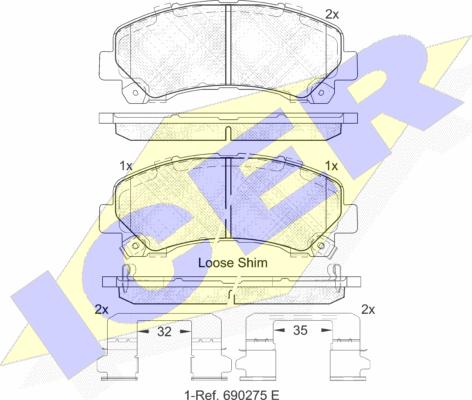 Icer 182082 - Тормозные колодки, дисковые, комплект autospares.lv