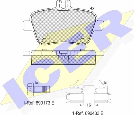 Icer 182039-067 - Тормозные колодки, дисковые, комплект autospares.lv