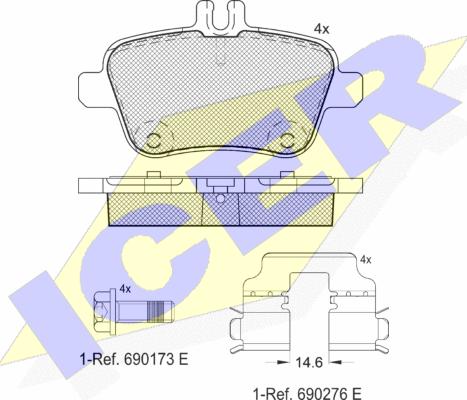 Icer 182039 - Тормозные колодки, дисковые, комплект autospares.lv