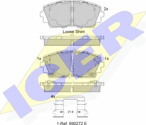 Icer 182034233 - Тормозные колодки, дисковые, комплект autospares.lv