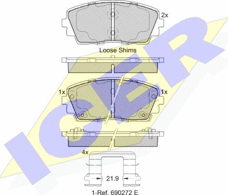 Icer 182034 - Тормозные колодки, дисковые, комплект autospares.lv