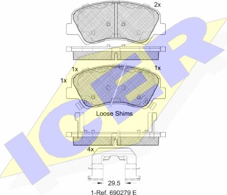 Icer 182035 - Тормозные колодки, дисковые, комплект autospares.lv