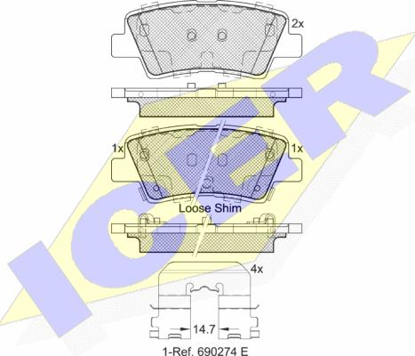 Icer 182036 - Тормозные колодки, дисковые, комплект autospares.lv