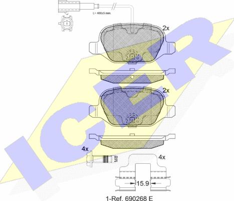 Icer 182038 - Тормозные колодки, дисковые, комплект autospares.lv