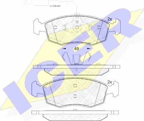 Icer 182033 - Тормозные колодки, дисковые, комплект autospares.lv