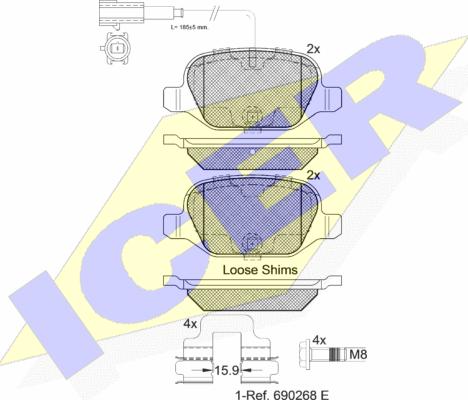 Icer 182037 - Тормозные колодки, дисковые, комплект autospares.lv