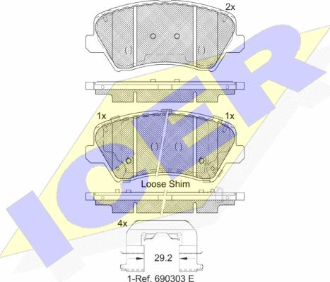 Icer 182029-203 - Тормозные колодки, дисковые, комплект autospares.lv