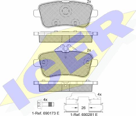 Icer 182072-066 - Тормозные колодки, дисковые, комплект autospares.lv