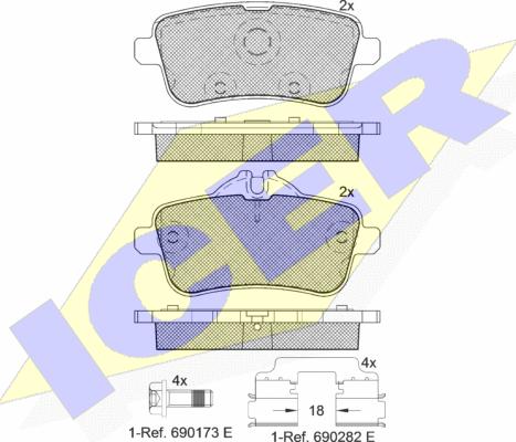 Icer 182072-067 - Тормозные колодки, дисковые, комплект autospares.lv