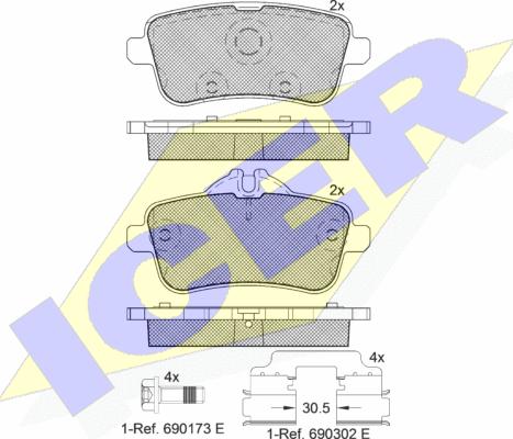 Icer 182072-200 - Тормозные колодки, дисковые, комплект autospares.lv