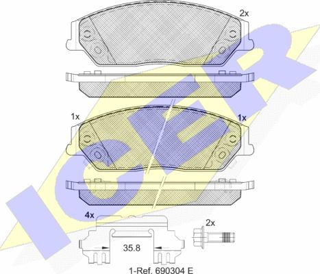 Icer 182077 - Тормозные колодки, дисковые, комплект autospares.lv