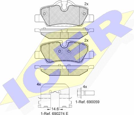 Icer 182190 - Тормозные колодки, дисковые, комплект autospares.lv