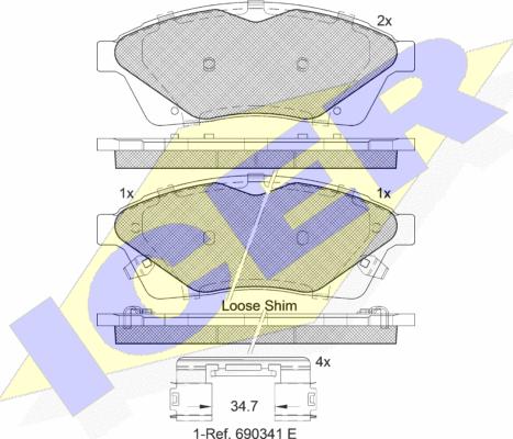 Icer 182144 - Тормозные колодки, дисковые, комплект autospares.lv