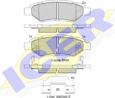 Icer 182142 - Тормозные колодки, дисковые, комплект autospares.lv