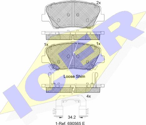 Icer 182147-203 - Тормозные колодки, дисковые, комплект autospares.lv