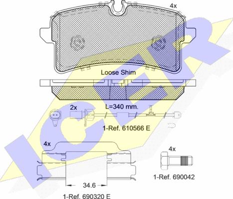 Icer 182159 - Тормозные колодки, дисковые, комплект autospares.lv