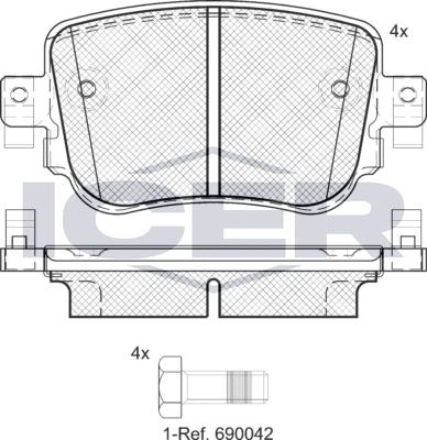 Icer 182152e1 - Тормозные колодки, дисковые, комплект autospares.lv