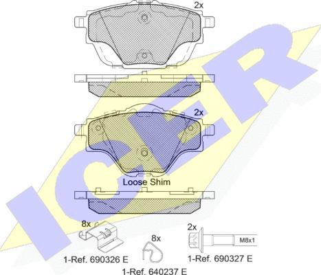 Icer 182161 - Тормозные колодки, дисковые, комплект autospares.lv