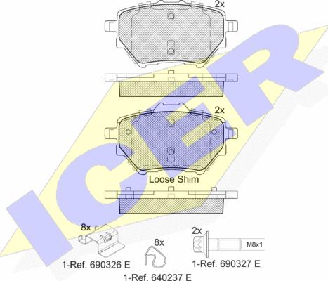 Icer 182162 - Тормозные колодки, дисковые, комплект autospares.lv