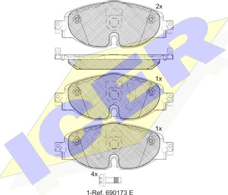 Icer 182111-204 - Тормозные колодки, дисковые, комплект autospares.lv