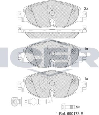 Icer 182111e1 - Тормозные колодки, дисковые, комплект autospares.lv