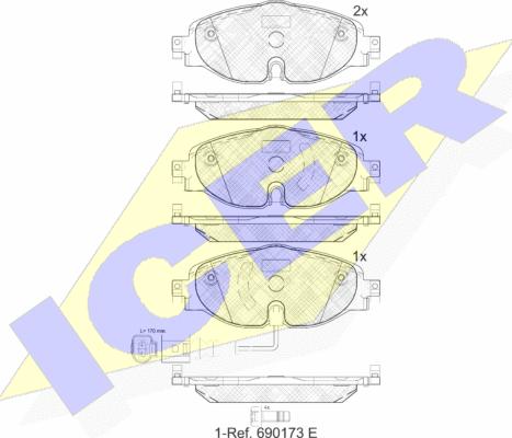 Icer 182111 - Тормозные колодки, дисковые, комплект autospares.lv