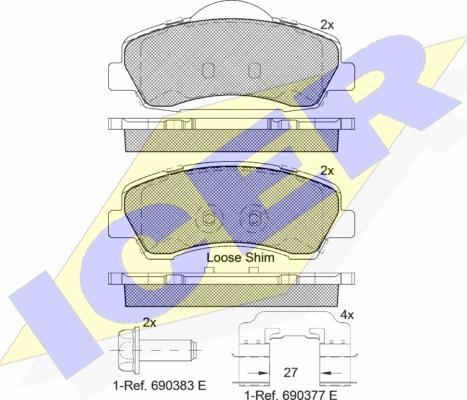 Icer 182131-067 - Тормозные колодки, дисковые, комплект autospares.lv