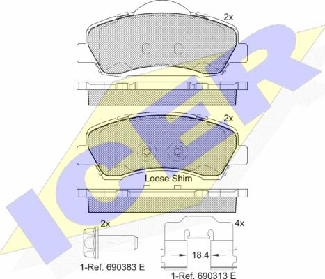 Icer 182131 - Тормозные колодки, дисковые, комплект autospares.lv