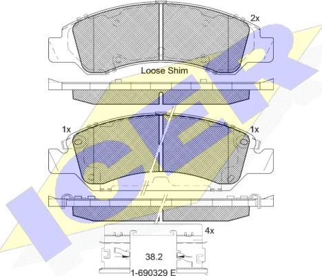 Icer 182137 - Тормозные колодки, дисковые, комплект autospares.lv