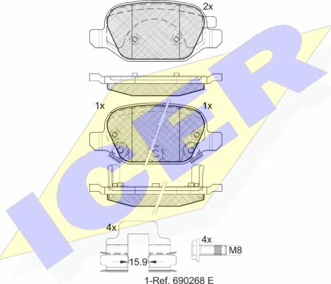 Icer 182128 - Тормозные колодки, дисковые, комплект autospares.lv