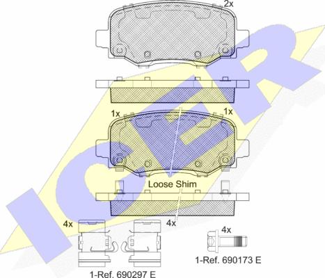 Icer 182176-203 - Тормозные колодки, дисковые, комплект autospares.lv