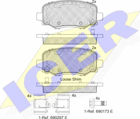 Icer 182176 - Тормозные колодки, дисковые, комплект autospares.lv