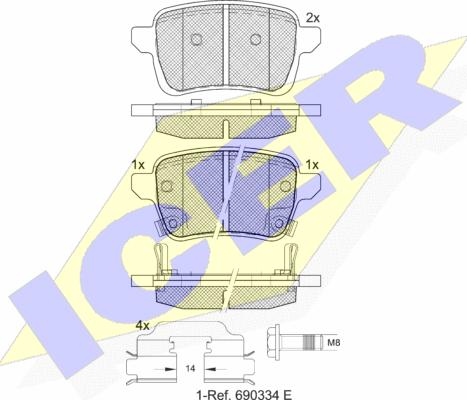 Icer 182170-208 - Тормозные колодки, дисковые, комплект autospares.lv