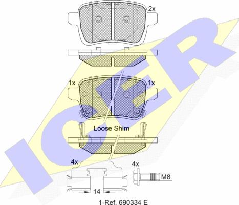 Icer 182170 - Тормозные колодки, дисковые, комплект autospares.lv