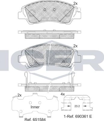 Icer 182178-233 - Тормозные колодки, дисковые, комплект autospares.lv