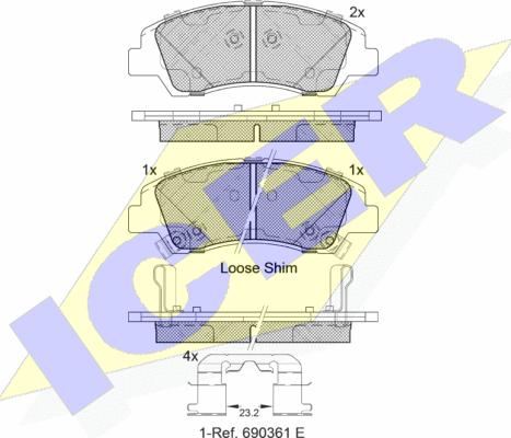 Icer 182178 - Тормозные колодки, дисковые, комплект autospares.lv