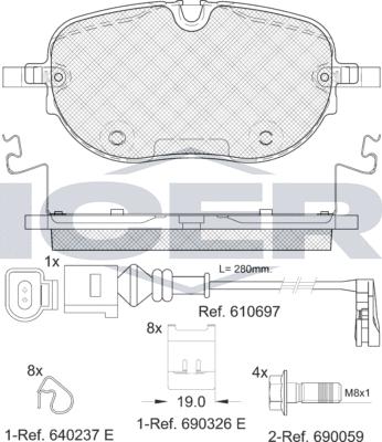 Icer 182390e1 - Тормозные колодки, дисковые, комплект autospares.lv