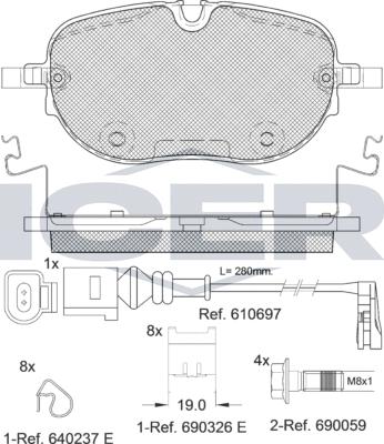 Icer 182390 - Тормозные колодки, дисковые, комплект autospares.lv