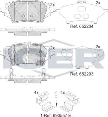 Icer 182397 - Тормозные колодки, дисковые, комплект autospares.lv