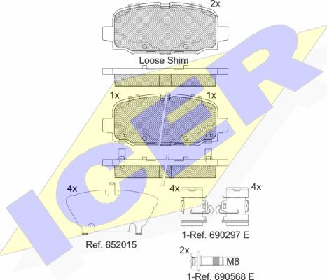 Icer 182345 - Тормозные колодки, дисковые, комплект autospares.lv