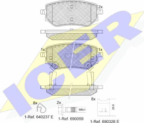 Icer 182343 - Тормозные колодки, дисковые, комплект autospares.lv