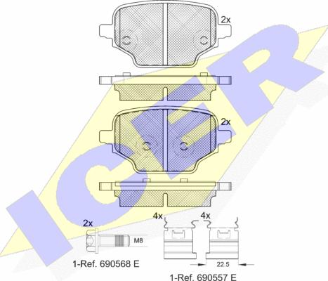 Icer 182347 - Тормозные колодки, дисковые, комплект autospares.lv