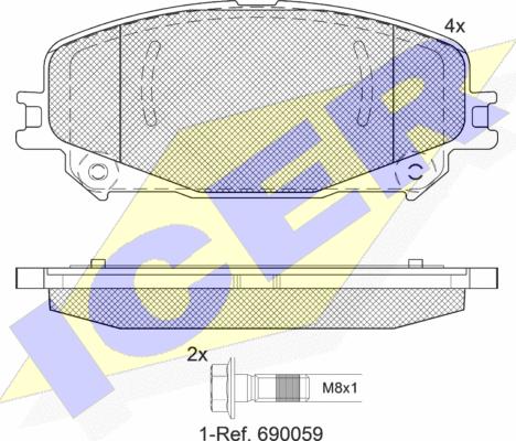 Icer 182304 - Тормозные колодки, дисковые, комплект autospares.lv